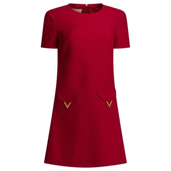 VALENTINO Women's Pleated Midi Dress Women RED Dresses
